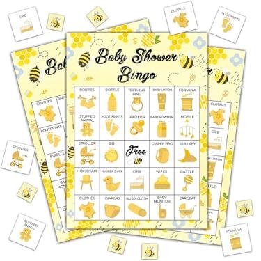 Imagem de Disfuco Bee Baby Shower Bingo Game, Bumble Bee Bingo Game for Adults, Baby Bingo Cards for Baby Shower, Gender Reveal Party, Bee Themed Baby Shower Decorations, 24 Players Bingo Game (B11)