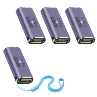 Imagem de Duttek Acoplador Usb C De 240 W, Fêmea Para Adaptador, Extensão Tipo 40 Gbps Compatível Com Thunderbolt 4/3 E Vídeo 8K A 60 Hz Macbook Ipad (Pacote 4)