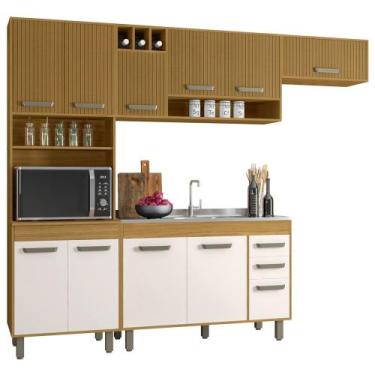 Imagem de Cozinha Compacta Pia 120cm Emily Freijó/Ripado/Off Acetinado Z44 - Mpo