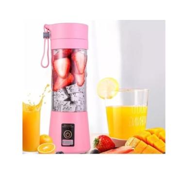 Imagem de Liquidificador Portátil USB, 6 Lâminas em Aço Inox, 380ml, Rosa