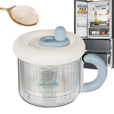 Imagem de Coador De Iogurte Com Tampa - Separador De Soro Com Tampa,Filtro Reutilizável De Malha Fina Para Queijo Leite De Soja Nata Cozinha Preparo Diário Café Da Manhã Dieta Fitness