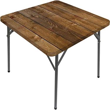 Imagem de Capa de mesa de madeira ajustada, estampa de textura de prancha de madeira, toalha de mesa impermeável interna/externa, sala de jantar de pátio e cozinha, serve para mesa de 107 x 152 cm