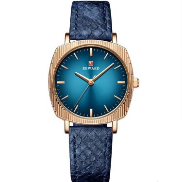 Imagem de Relógio De Quartzo Feminino Com Estampa Cobra Animal Print Pulseira De Couro Azul