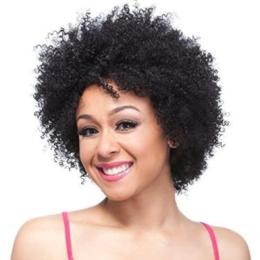 Imagem de SiYi Peruca afro cacheada para mulheres negras, preta, curta, perucas de cabelo sintético, resistente ao calor, fofa, sem renda, perucas inteiras