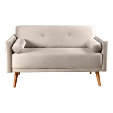 Imagem de Sofá 2 Lugares Luma Suede Bege Com Pés Em Madeira 1,40m
