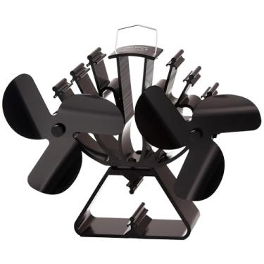 Imagem de VODA Ventilador de fogão movido a calor recentemente projetado com 2 motores maior fluxo de ar cerca de 360 CFM Ventilador ecológico para queima de madeira/lareira de lenha perfeito para salas grandes