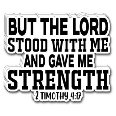 Imagem de (3 peças) But The Lord Stood with Me and Gave Me Strength Adesivo Cristão Inspirador Decalques Decorativos Livros Laptop Telefone Garrafas de Água Kindles Tumbler Adesivos de Vinil Impermeável 7,6 cm
