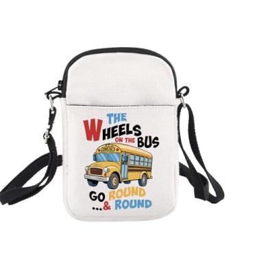 Imagem de BNQL Bolsa transversal para ônibus, presentes para motorista de ônibus, presentes de agradecimento, presente The Wheels On The Bus Go Round And Round