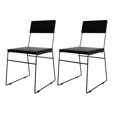 Imagem de Kit 2 Cadeiras de Jantar Málaga Assento Corino Preto
