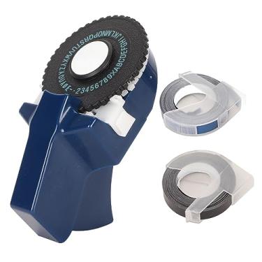 Imagem de Impressora de Etiquetas Manual, Design Ergonômico Sem Tinta de Etiquetas Em Relevo Com Fitas para Artesanato (Azul escuro)