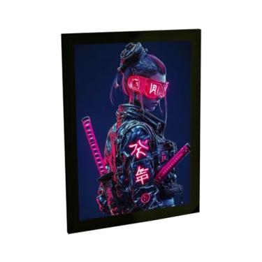 Imagem de Quadro Decorativo Mulher Samurai Futurista Cyberpunk Decoração Poster Quarto Sala