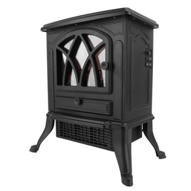 Imagem de Luocute Aquecedor de Lareira de Lareira Elétrica Aquecedor de Lareira Elétrica Efeito 3D Efeito de Fogo Rápido Proteção de Superaquecimento para o Quarto da Sala de Estar Preto (Plugue da UE 220V)