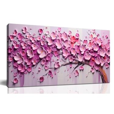 Imagem de Zoyotago Arte de parede árvore da vida rosa para sala de estar imagem de flores para quarto escritório meninas decoração de quarto arte moderna impressões em tela 50,8 x 101,6 cm