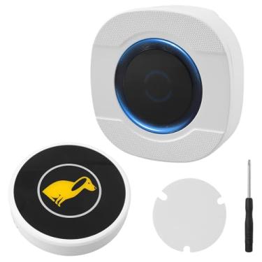 Imagem de Campainha para treinamento de banheiro de porta, campainha de porta sem fio operando a 300 metros com botão de toque IP65 resistente à mastigação à prova d'água com 5 níveis de volume, 55 melodias (1
