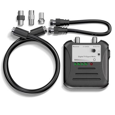Imagem de THE CIMPLE CO Medidor de força de sinal com força de sinal ajustável - Localizador de antena OTA de TV digital com visor indicador LED e cabo coaxial
