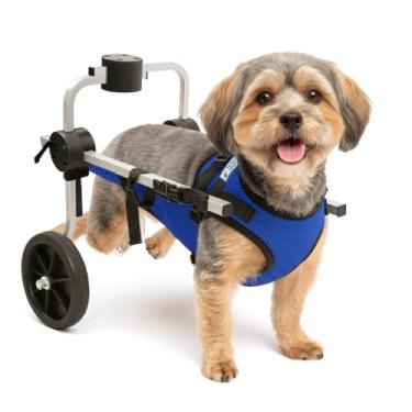 Imagem de Cadeira de Rodas para Cachorro, Colete Ajustável, Tamanho P, Azul, Suporte para Patas Traseiras