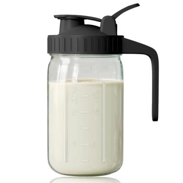 Imagem de Jarro de leite materno, frasco de 947 ml, frasco de boca larga com tampa flip verde e bico de despejo, vedação hermética resistente para frescor e conveniência, ótimo para bebidas frias e