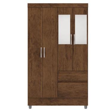 Imagem de Guarda-Roupa Solteiro 4 Portas 2 Gavetas com Espelho Ideval Imbuia Rús