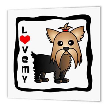 Imagem de 3dRose ht_10819_2 I Love My Yorkshire Terrier Yorkie-Iron On Heat Transfer, 15 x 15 cm, para material branco