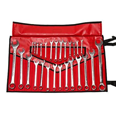 Imagem de BULL TOOLS 28 bolsos feitos à mão peso pesado à prova d'água 510 g lona Oxford de poliéster balístico pronto para garagem/chaves SAE ferramentas organizador bolsa dobrável - vermelho - (ferramentas