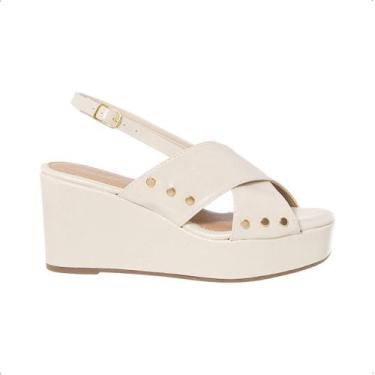 Imagem de Sandália Feminina Anabela Plataforma Salto Alto Tachas Em X Confortáve