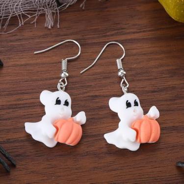Imagem de 5 peças de brincos de Halloween para mulheres, abóbora, fantasma, gato, roupas de Halloween, acessórios de bijuteria, 2inch, Liga de aço, Sem pedra preciosa