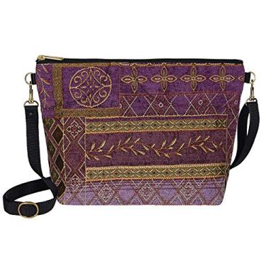 Imagem de Bolsa de ombro feminina Danny K. com tapeçaria, grande bolsa de zíper feita à mão nos EUA, Neptune / Purple, Medium