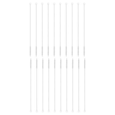 Imagem de HARFINGTON Conjunto de escovas de limpeza de palha, 304 de comprimento de aço inoxidável 304 e cerdas de nylon para garrafa de água, tubos de copo de canudo de silicone, branco (10 mm OD, conjunto de