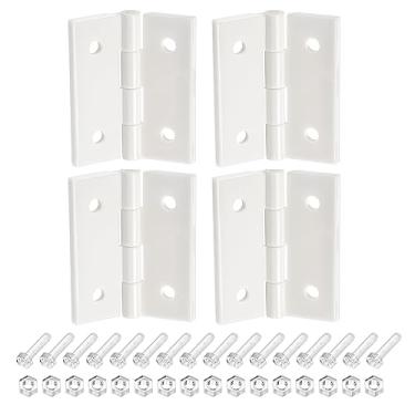 Imagem de 4 peças dobradiças de acrílico 4,6 cm x 3,8 cm mini dobradiças dobráveis com parafusos de montagem, porcas, dobradiça acrílica de piano para caixa de artesanato, branco