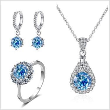 Imagem de Conjunto de Joias com Charme Moissanita - Prata Esterlina 925 - Anel, 