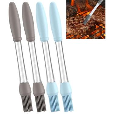 Imagem de 4 pincéis de regar, pincéis de silicone para pastelaria, manteiga de molho de óleo, escova de alimentos para cozinhar, churrasco, assar, utensílios de cozinha em casa, uso ao ar livre (2 cinzas, 2