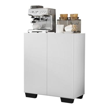 Imagem de Aparador Buffet 2 Portas Com Pés Quadrados Veneza Multimóveis V3610 Branco/Preto Branco/Preto