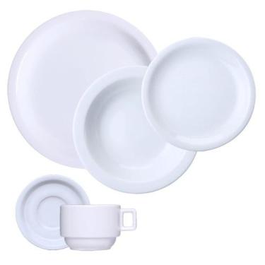 Imagem de Aparelho de Jantar Branco 30 Peças Iguaçu Porcelana Germer 6 Lugares -