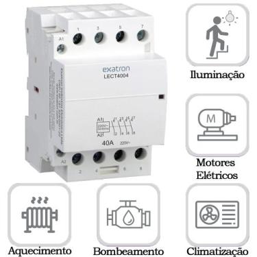 Imagem de Chave Contator Magnético Modular 40a 4na 4 Polos 220v Din35 LECT4004 E