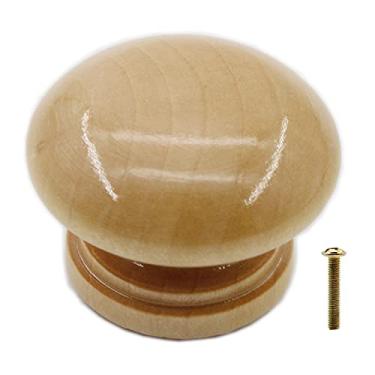 Imagem de TTZEZE 8 peças puxadores de gaveta de madeira redondos, em forma de cogumelo, armário, gaveta, armário, armário, armário, armários, puxadores com parafusos (grande 34 x 25,5 x 25 mm/1,34 x 1 x 0,98
