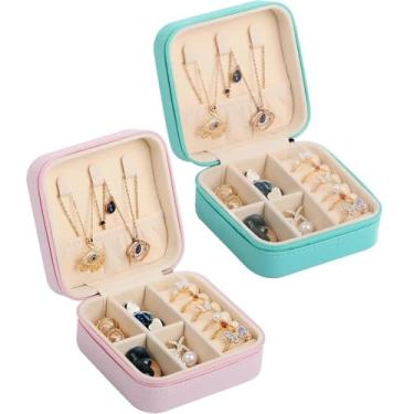 Imagem de Kit 2 Caixa Porta Joias de Viagem Compacta para Anéis Brincos Colares Bolsas