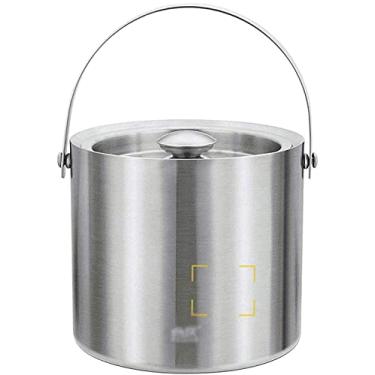 Imagem de Balde de gelo de aço inoxidável com isolamento de camada dupla com tampa e alça portátil (tamanho: A15,5 * 24 m) (tamanho: A15,5 * 24 m)