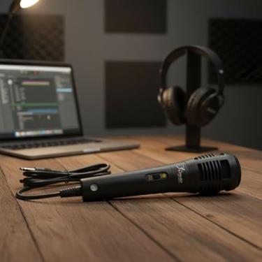 Imagem de Microfone com Fio KPM0001 – Unidirecional, Alta Sensibilidade, Cabo Longo, Ideal para Voz, Eventos, Igrejas e Apresentações