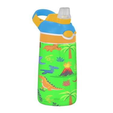 Imagem de SEHANY Garrafa de água infantil engraçada de dinossauro, durável Tritan livre de BPA, copo de água de plástico transparente para crianças pequenas, garrafas de água esportivas de boca de pato à prova