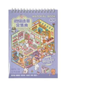 Imagem de Adesivos Cenários 3D Paisagismo Kawaii DIY Scrapbooking para Adultos e Crianças (Caderneta 20 Cenários Lilás)