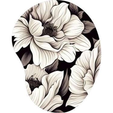 Imagem de Mouse Pad Ergonômico Gota Arte Floral Preto Branco