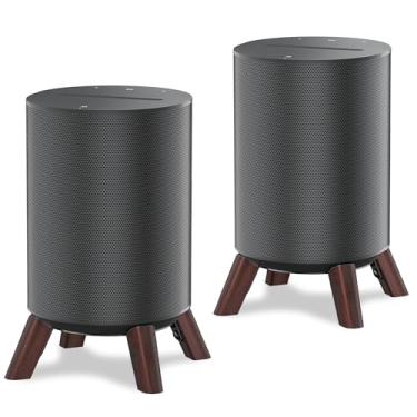 Imagem de Suporte de mesa de tripé de madeira premium para suporte de mesa Sonos Era 100 | Suporte de alto-falante Stable Era 100 projetado para suporte de mesa Sonos Ear 100 para melhor qualidade de som e