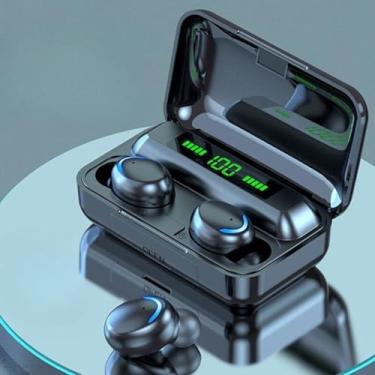 Imagem de Fone de Ouvido Bluetooth 5.0 TWS Display LCD, Preto Cancelamento de Ruído IPX5 Resistente à Água Power Bank Microfone Integrado 5h de Bateria Estojo de Carregamento