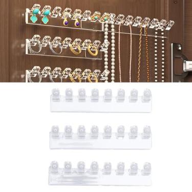 Imagem de Asixxsix Suporte de Colar de Acrílico de 3 Peças, Organizador de Colar Montado na Parede Autoadesivo Organizador de Joias Pendurado Com 8 Ganchos, Ganchos de Joias Pendurados para (Cabide de joias)