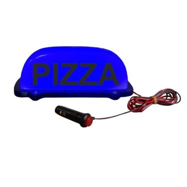 Imagem de FUNGNLY Luz LED de 12 V para sinal de pizza para carro, base iluminada no teto da cabine de táxi à prova d'água com cabo de alimentação de 3 metros (azul)