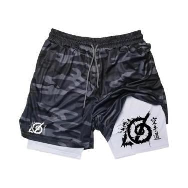 Imagem de Shorts De Corrida Masculinos Com Estampa De Karatê 2 Em 1 Para Academi