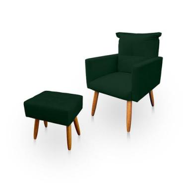 Imagem de Poltrona Decorativa Duda com Puff New para Sala e Quarto Suede - LH De