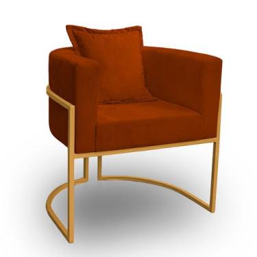 Imagem de Poltrona para Sala Base de Metal Dourada Reforçada Liz Veludo - LH Dec