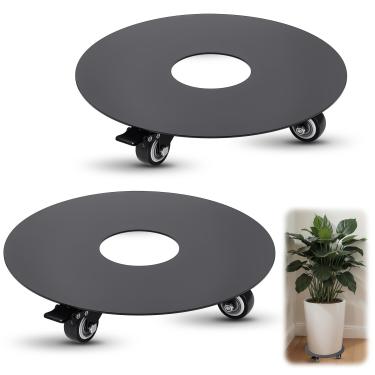 Imagem de Datanly Pacote com 2 suportes para plantas com rodas resistentes de liga de alumínio de 3,0 mm de espessura, carrinho de rodinhas de 30 cm, capacidade de carga de 226,8 kg