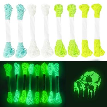 Imagem de Cordão de pulseira da amizade, fio de artesanato que brilha no escuro, 8 m/ peças de fio de ponto cruz luminoso para padrões de costura, cordas de algodão, cintas de crochê, artesanato arco-íris etc